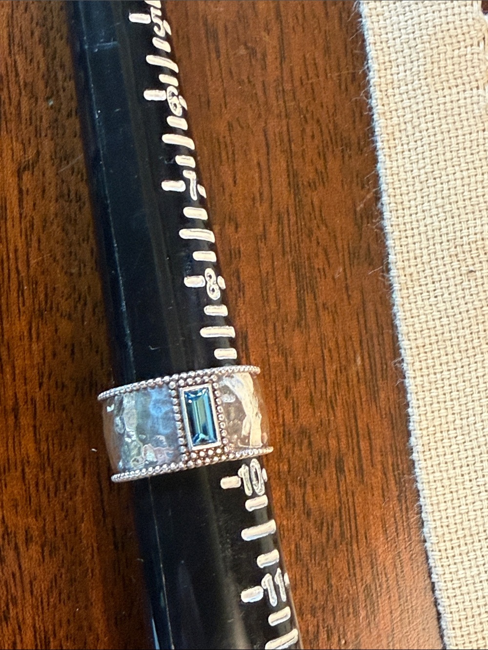 Brighton Pretty Tough Gem Wide Band Ring. Silver & Topaz Ring .Size 9.Never worn